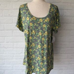 ✨NWT✨ LuLaRoe Classic T 2XL Green Grey Yellow Floral